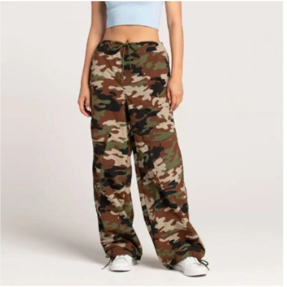 Tinseltown Pants - Tinseltown Camouflage hi rise Cargo Trousers parachute pants y2k 2 for $20